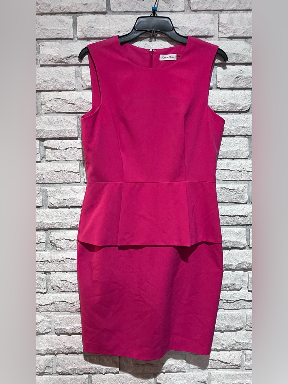 Calvin Klein dress, sz 10 peplum style, pink, EUC